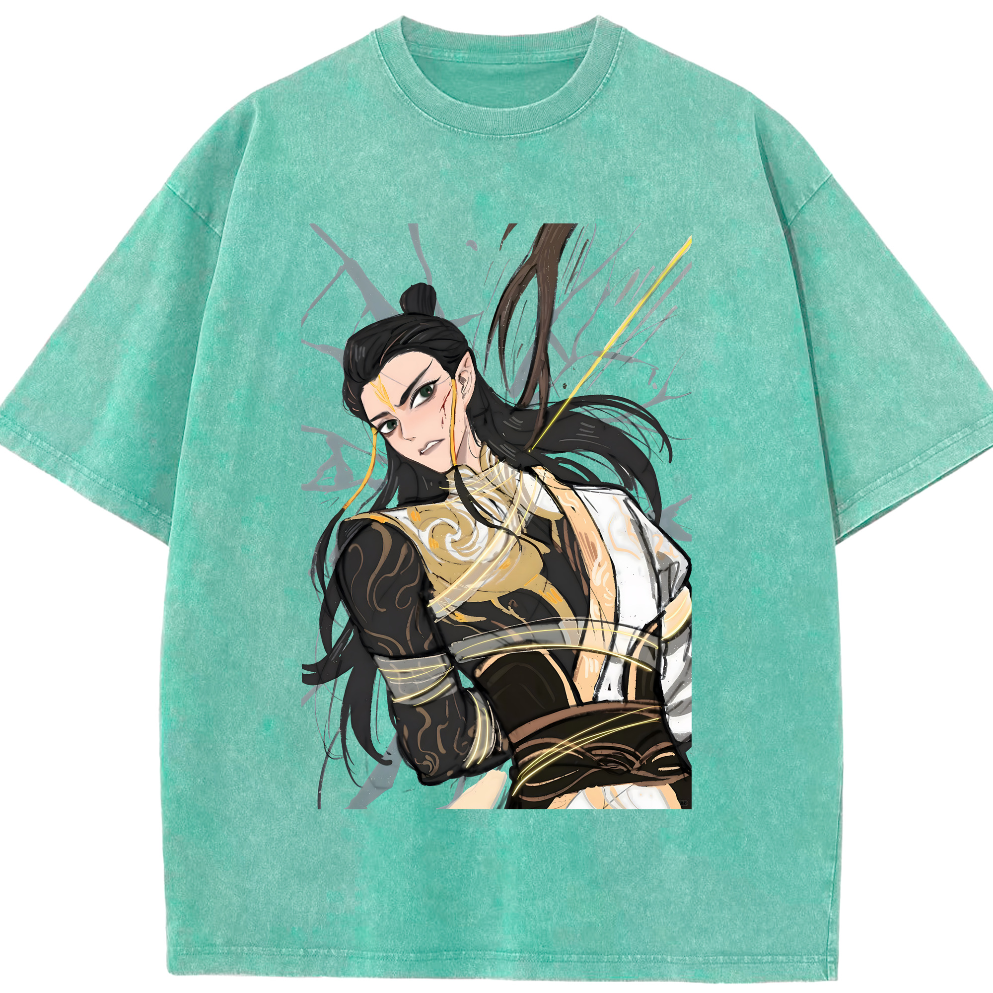 （画像用） Ne Zha 2 ナタ 魔童の大暴れ 綿100% ヴィンテージ風 半袖Tシャツ（フロントプリント）